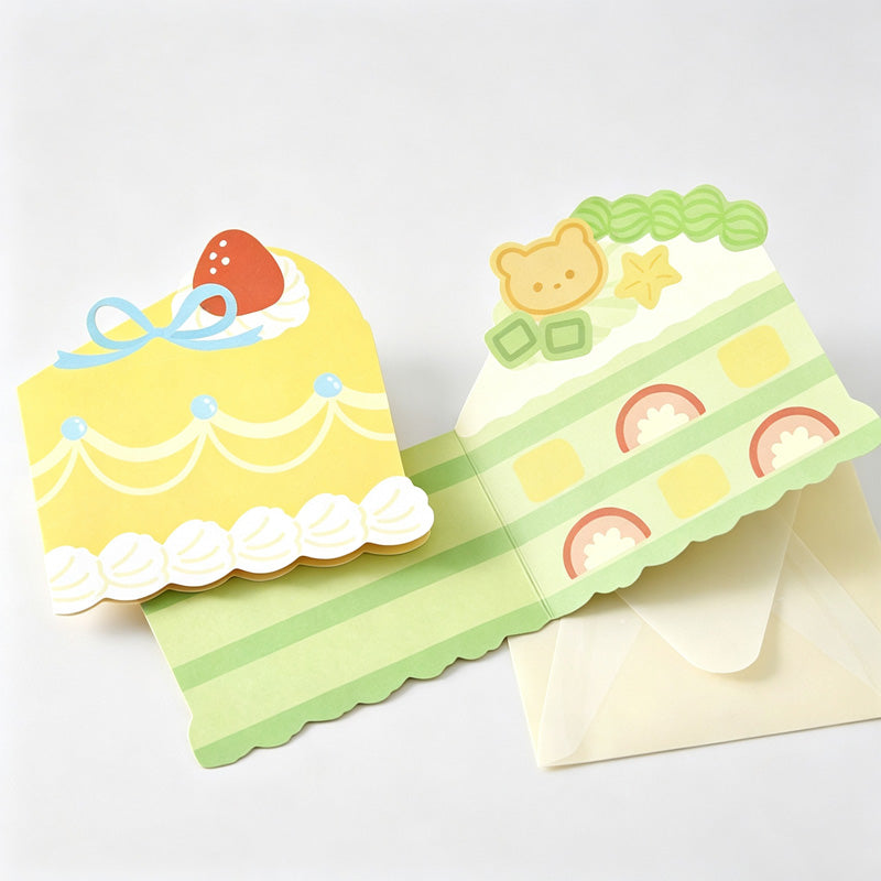 Cake Shaped Folding Greeting Card with Envelope