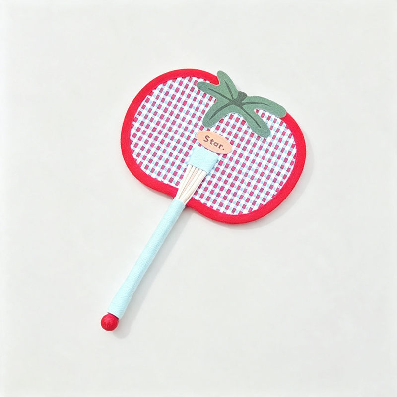 Tomato Shape Woven Straw Hand Fan