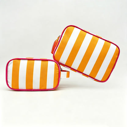 Striped Zipper Travel Cosmetic Pouch