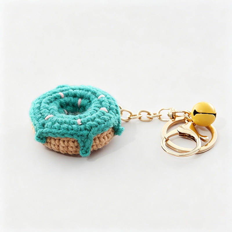 Crochet Donut Bag Charm Keychain