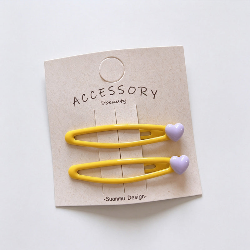 Bright Color Heart BB Snap Hair Clips