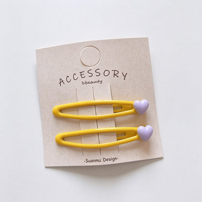 Bright Color Heart BB Snap Hair Clips