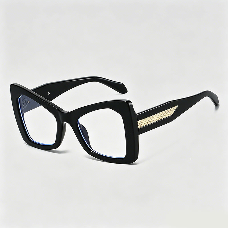 Gold Mesh Decor Cat Eye Oversized Sunglasses