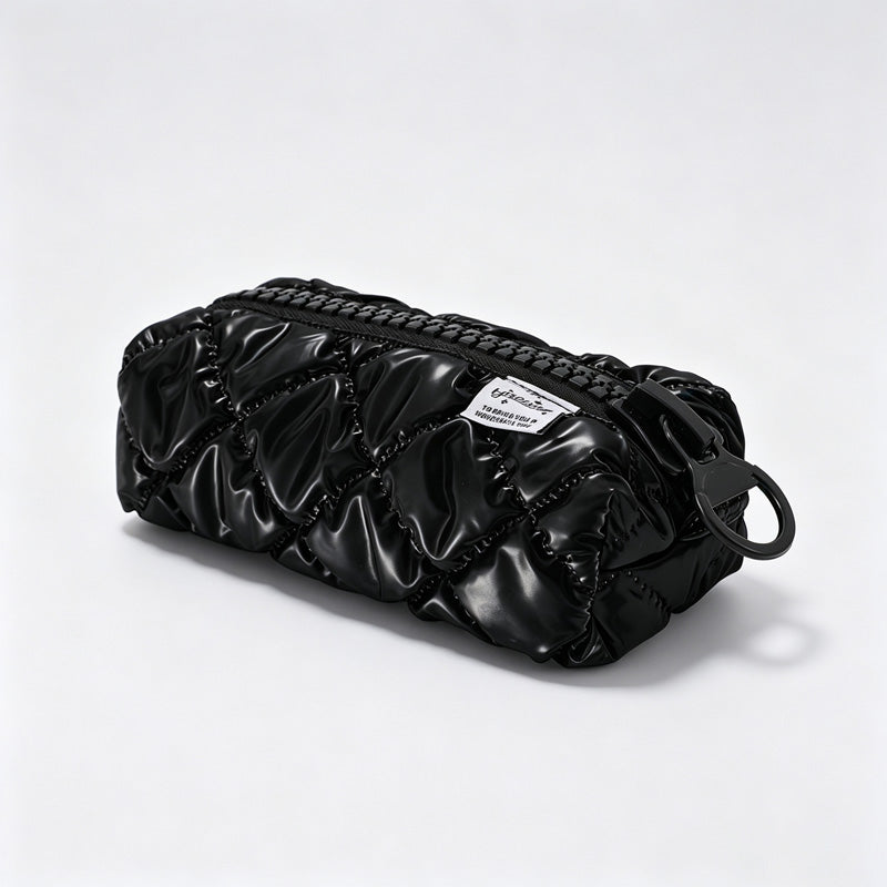 Quilted Zipper Pencil Pouch Storage Bag