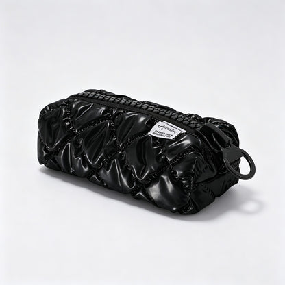 Quilted Zipper Pencil Pouch Storage Bag