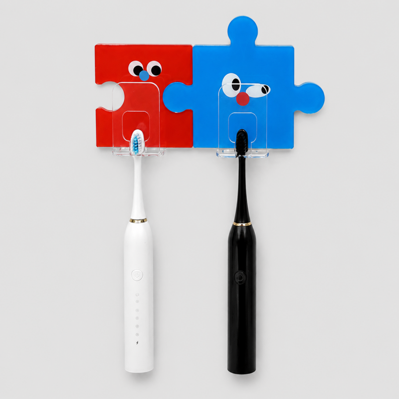 Puzzle Shaped Acrylic Toothbrush Holder