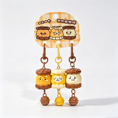 Magnetic 3‑Piece Cat Pastry Keychain Set