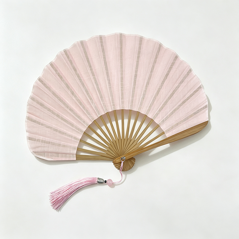 Linen Cotton Shell Shape Folding Fan