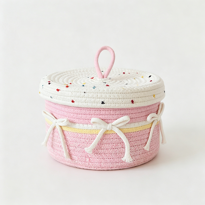Flower Striped Rope Storage Basket