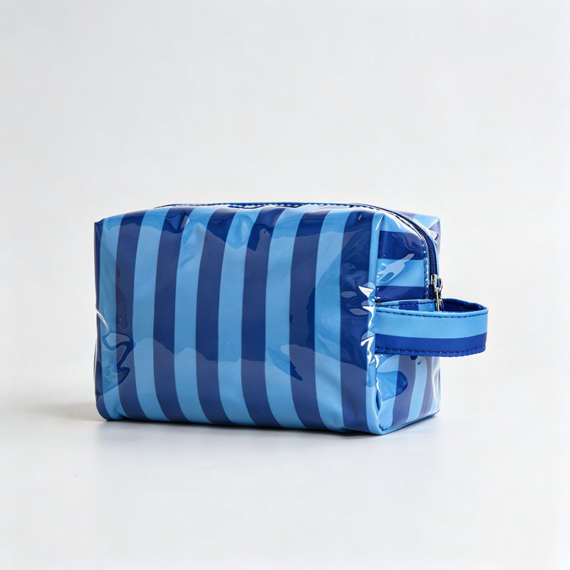 Striped Print PVC Zipper Pouch