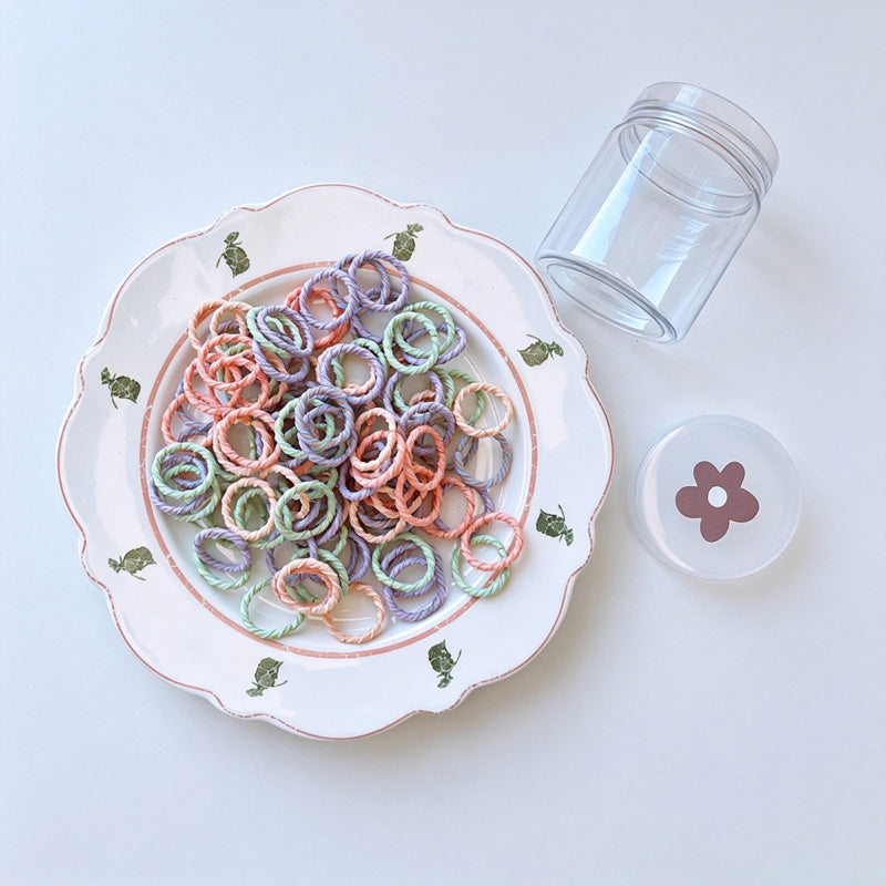 100 PCS Colored Mini Elastic Hair Ties