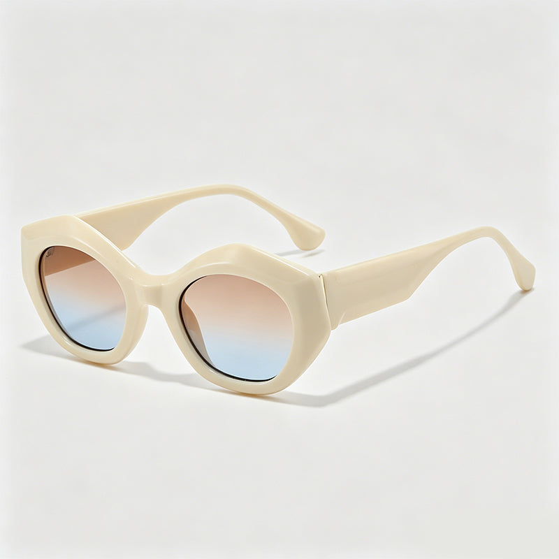 Irregular Polygon Tortoiseshell Frame Trendy Cat Eye Sunglasses