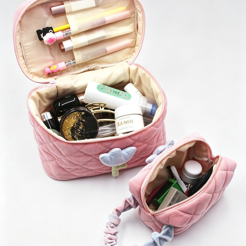 Corduroy Quilted Cosmetic Bag