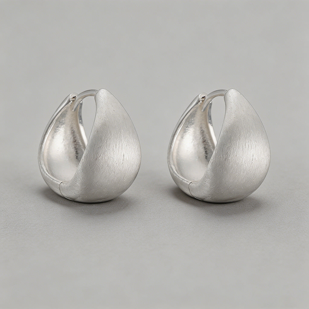 Brushed Dome Hoop Earrings