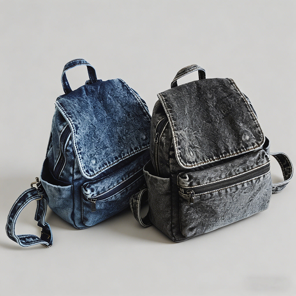 Washed Denim Backpack - Shopdayla Wholesale - #3074
