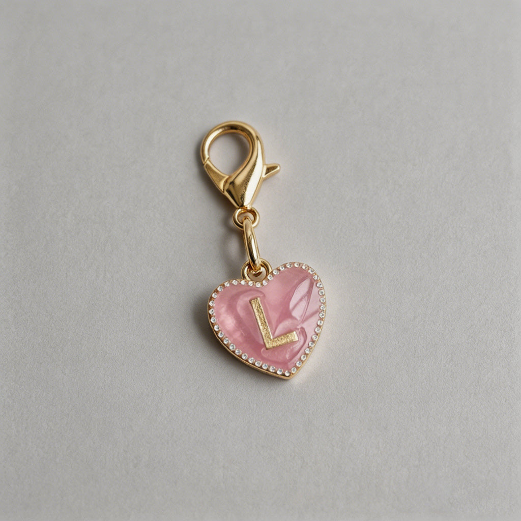 Heart Initial Keychain Charm - Shopdayla Wholesale - #0882