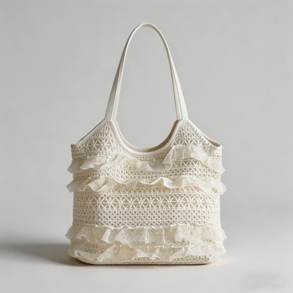 Ruffled Lace Tote Bag - Shopdayla Wholesale - #9426