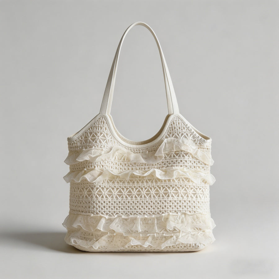 Ruffled Lace Tote Bag - Shopdayla Wholesale - #9426