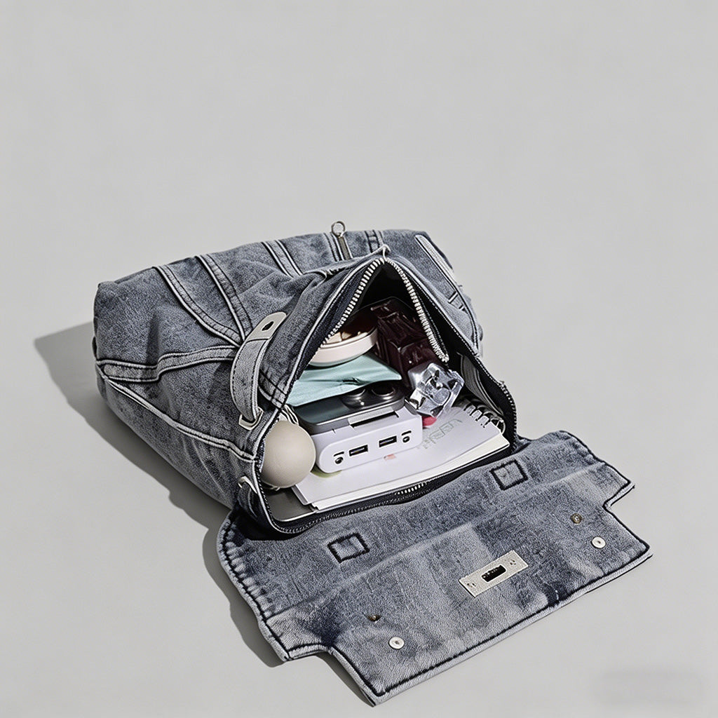 Vintage Washed Denim Convertible Backpack