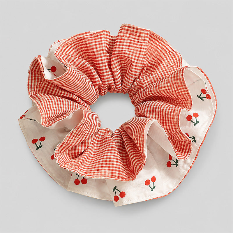 Cherry Gingham Ruffle Hair Scr - Shopdayla Wholesale - #0178