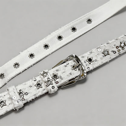 Denim Sequin Star Eyelets Belt - Shopdayla Wholesale - #8738