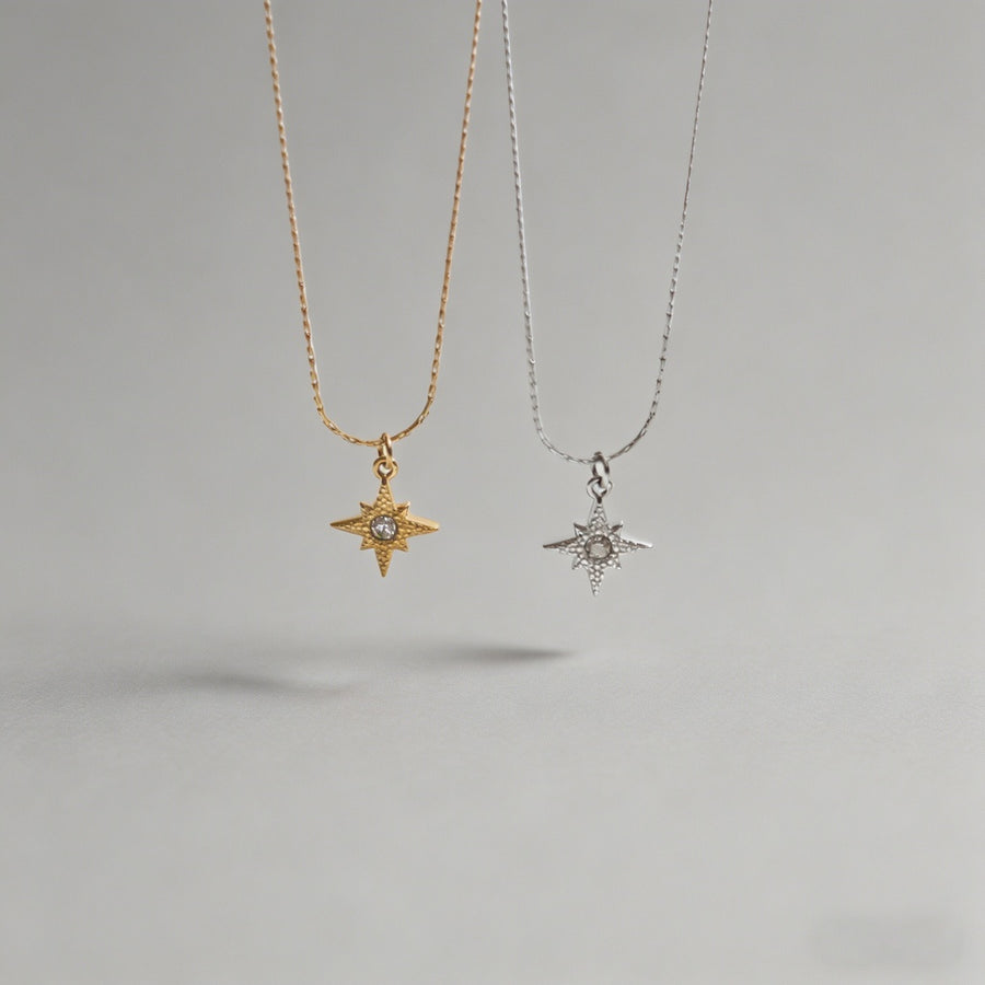 Textured North Star Pendant Ne - Shopdayla Wholesale - #8594