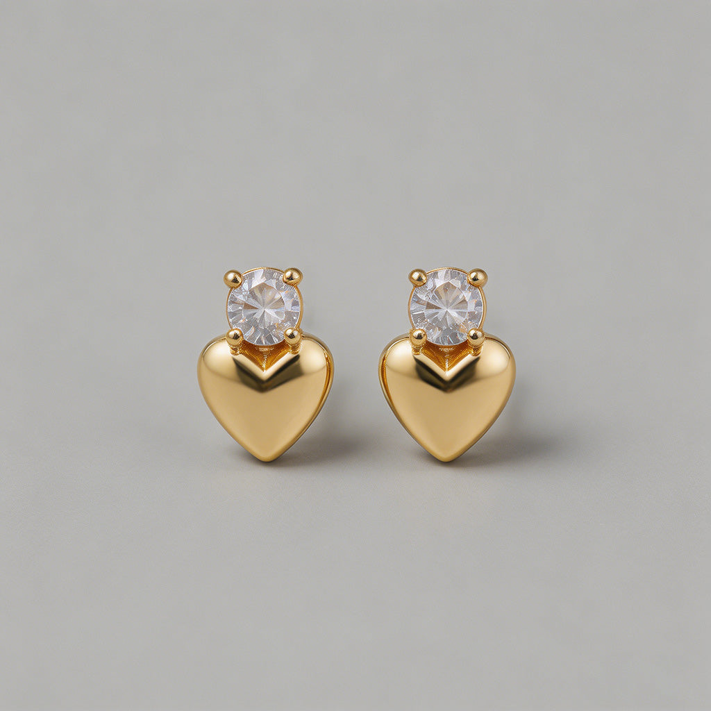 Gold Heart Stud Earrings - Shopdayla Wholesale - #1650