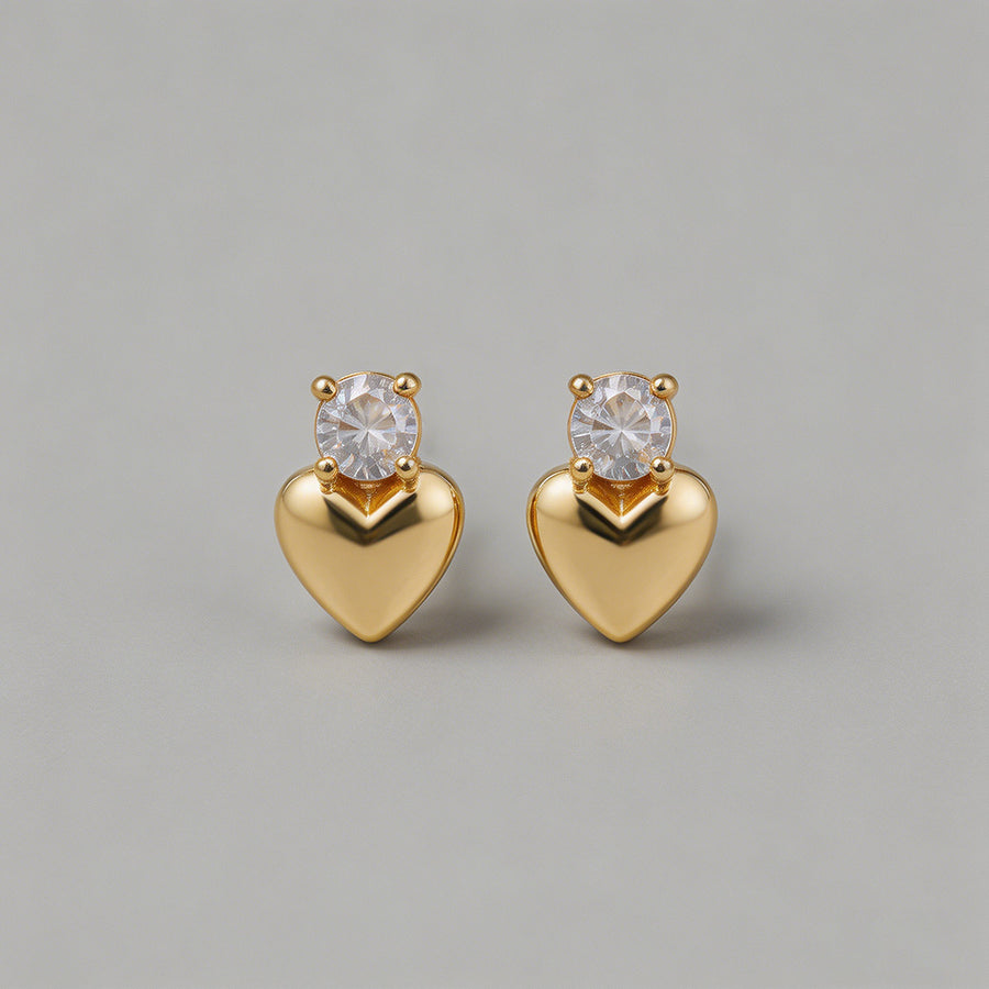 Gold Heart Stud Earrings - Shopdayla Wholesale - #1650