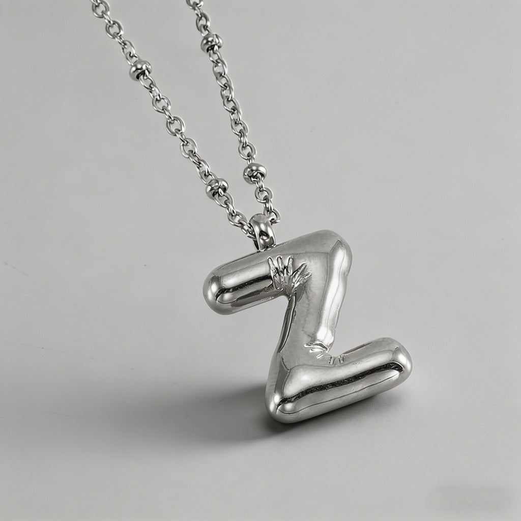 3D Bubble Letter Initial Neckl - Shopdayla Wholesale - #6082