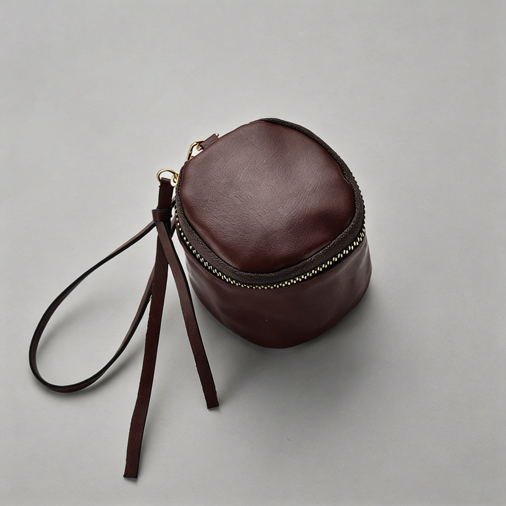 Mini Leather Cylinder Pouch - Shopdayla Wholesale - #6610