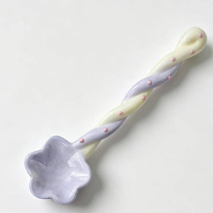 Twisted Handle Ceramic Spoon