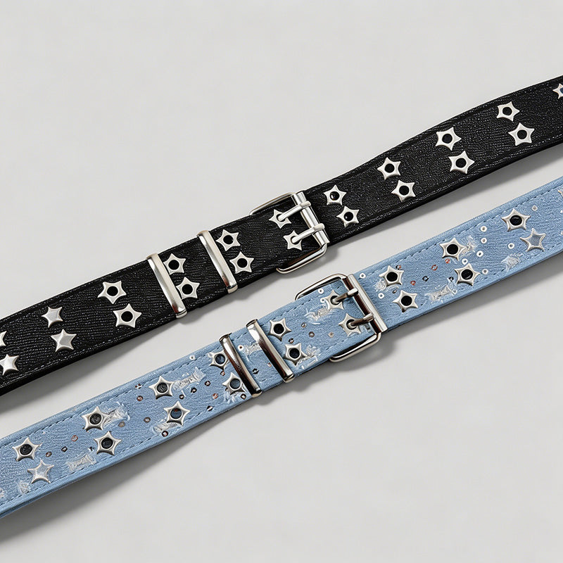 Retro Star Eyelet Denim Belt - Shopdayla Wholesale - #1826