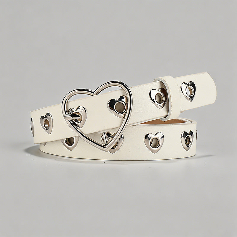 Heart-Shaped Eyelet PU Belt - Shopdayla Wholesale - #9666