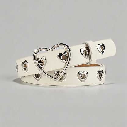 Heart-Shaped Eyelet PU Belt - Shopdayla Wholesale - #9666