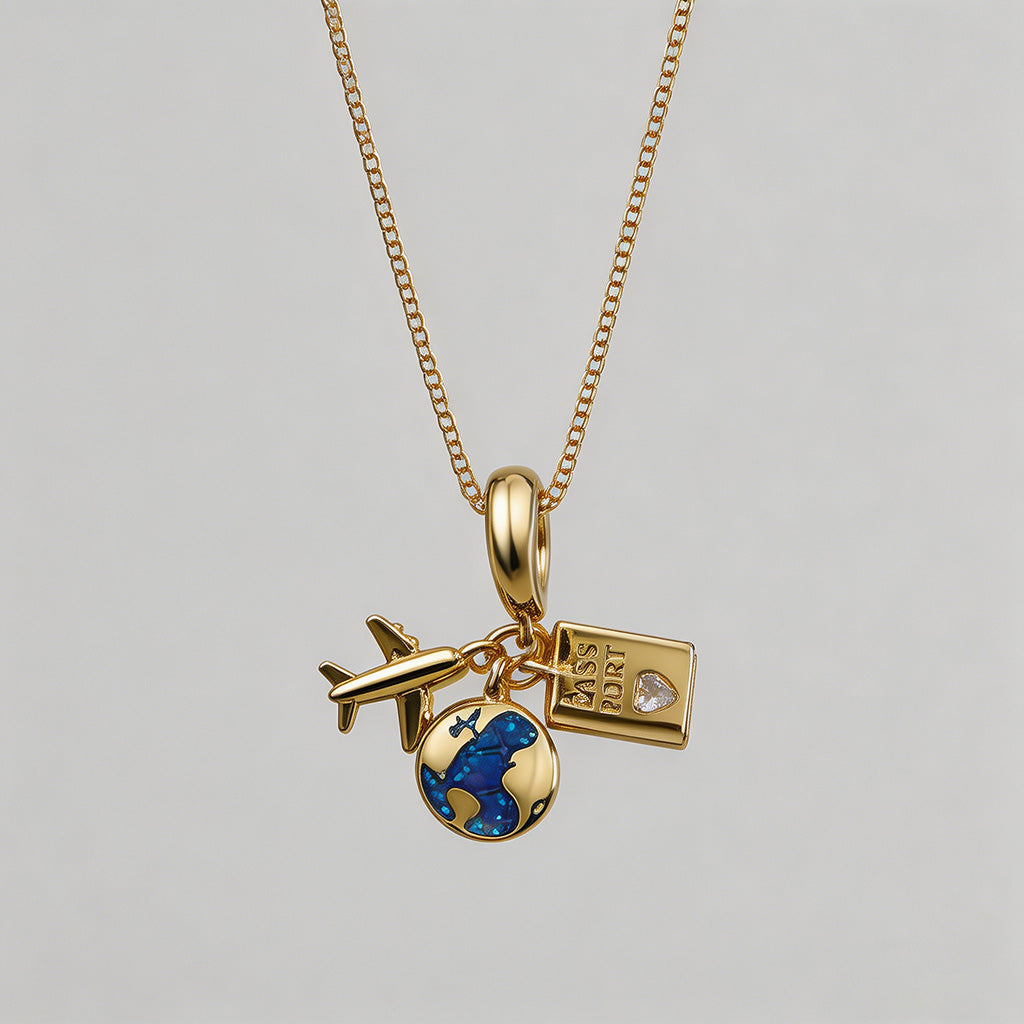Whimsical Travel Charm Pendant Necklace