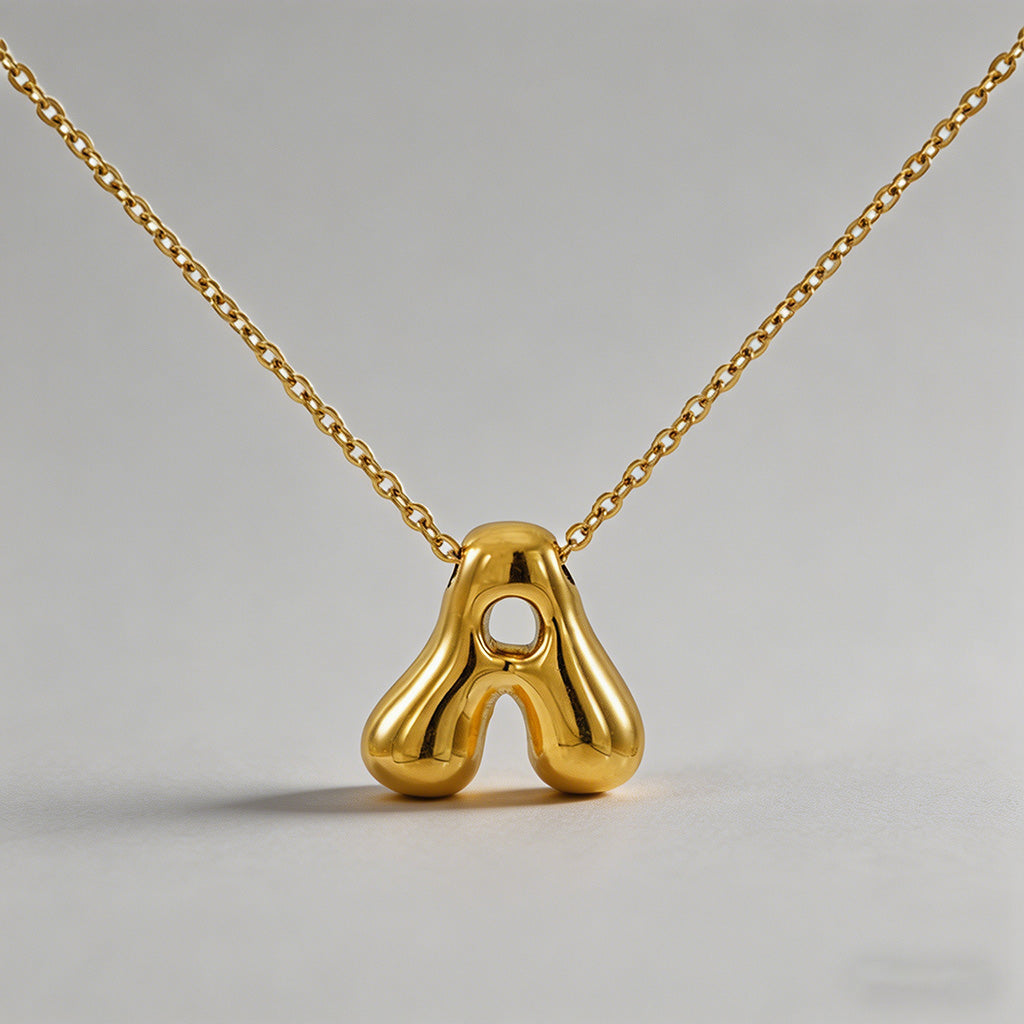 3D Bubble Letter Initial Necklace