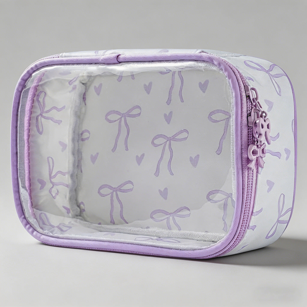 Bow Print Clear Top Cosmetic Bag