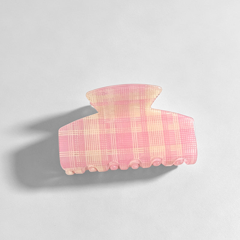 Gentle Pink Grid‑Pattern Hair - Shopdayla Wholesale - #2690
