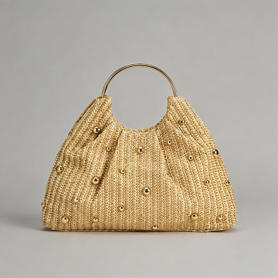 Vintage Studded Straw Hobo Bag - Shopdayla Wholesale - #9218