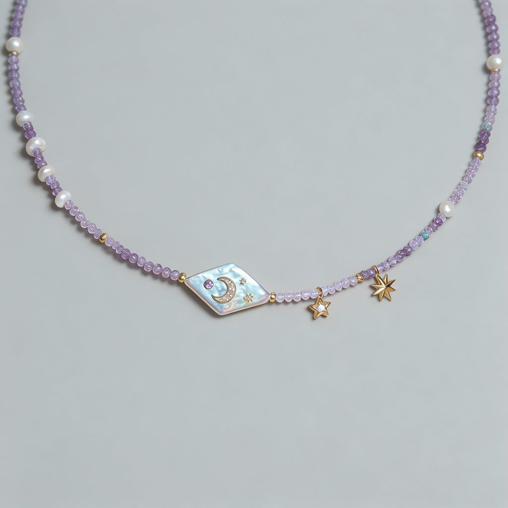 Dreamy Amethyst Moon Star Chok - Shopdayla Wholesale - #2274