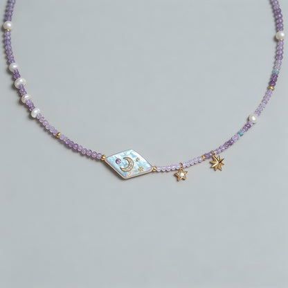 Dreamy Amethyst Moon Star Chok - Shopdayla Wholesale - #2274