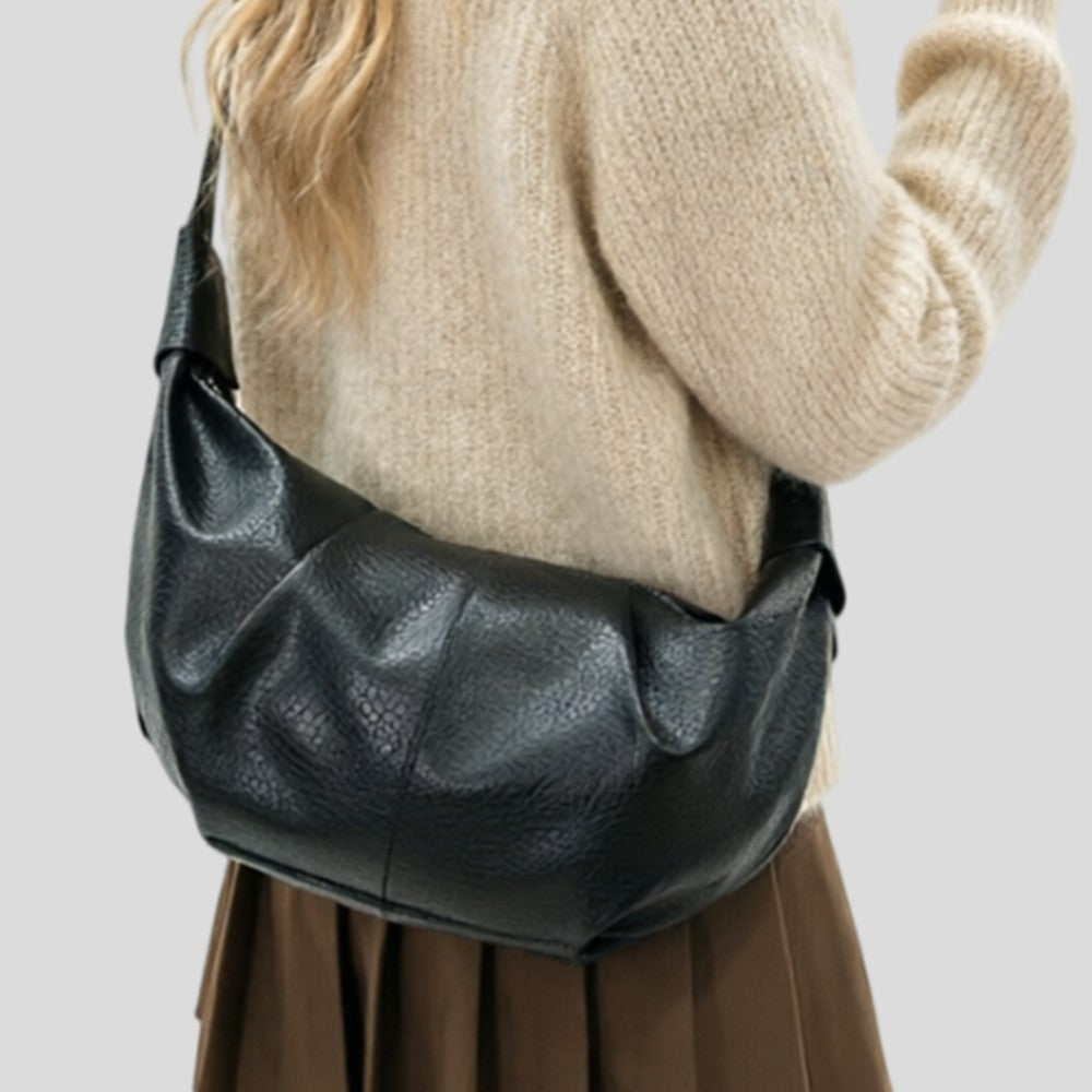 Soft Leather Crescent Hobo Bag - Shopdayla Wholesale - #5586
