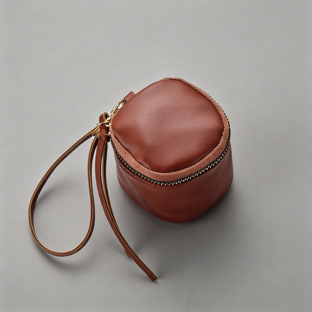 Mini Leather Cylinder Pouch - Shopdayla Wholesale - #2770