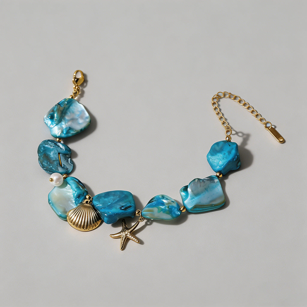 Blue Seashell & Pearl Jewelry Set