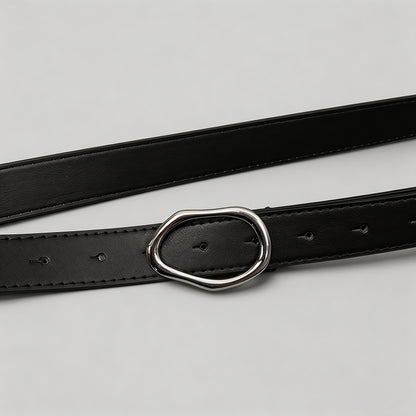 Irregular Metal Buckle PU Belt - Shopdayla Wholesale - #9458
