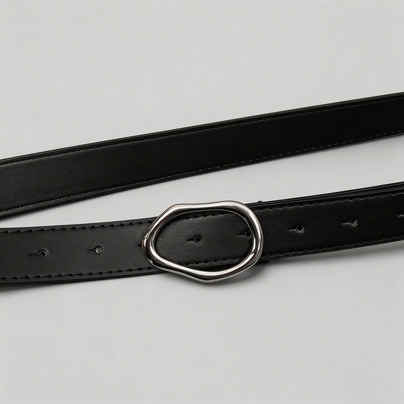 Irregular Metal Buckle PU Belt - Shopdayla Wholesale - #6978