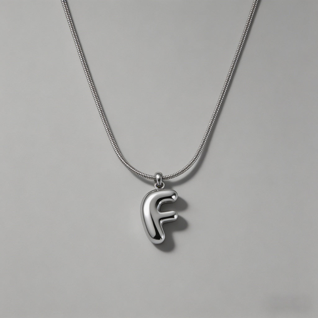 3D Bubble Letter Initial Neckl - Shopdayla Wholesale - #8050