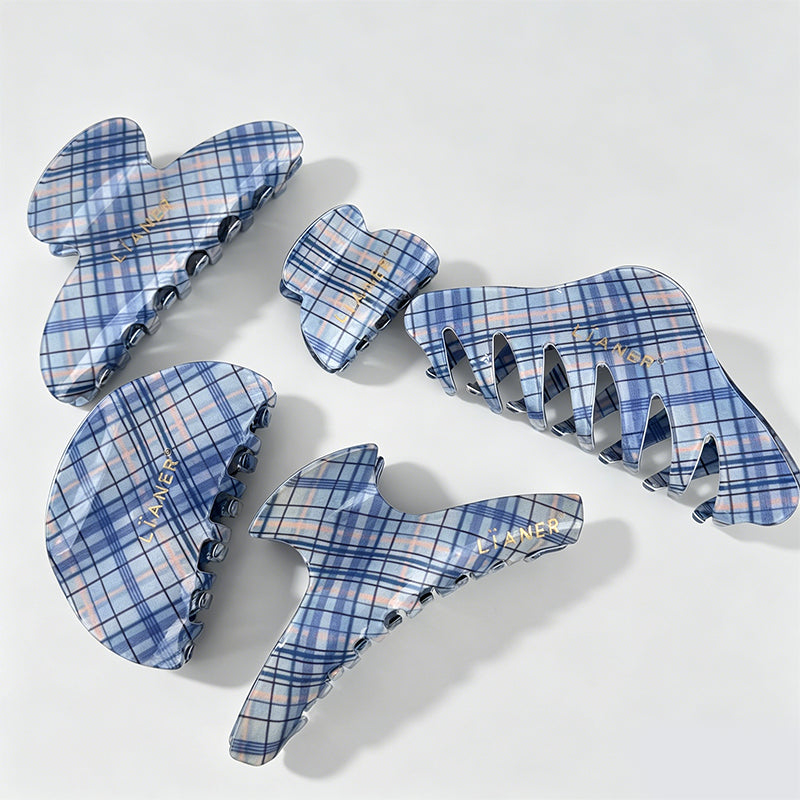 Fresh Blue Plaid Pattern Hair - Shopdayla Wholesale - #2322