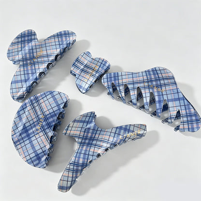 Fresh Blue Plaid Claw Clip