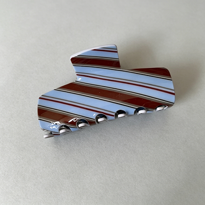 Blue Brown Striped Claw Clip